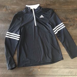 BOYS ADIDAS DRI-FIT BLACK HALF ZIP PULLOVER